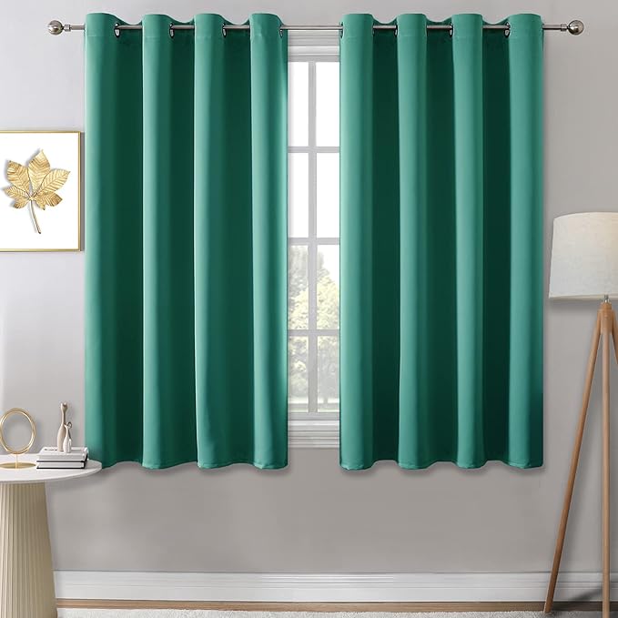 rutterllow 卧室遮光窗帘,隔热房间遮光窗帘 2 片,适用于客厅,顶部孔