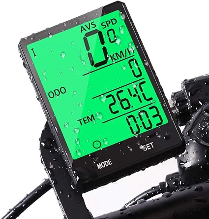 自行车电脑 自行车有线计算机速度计和里程表防水带背光大型lcd 显示屏 跟踪距离avs 速度时间两辆自行车用于户外骑行 多功能