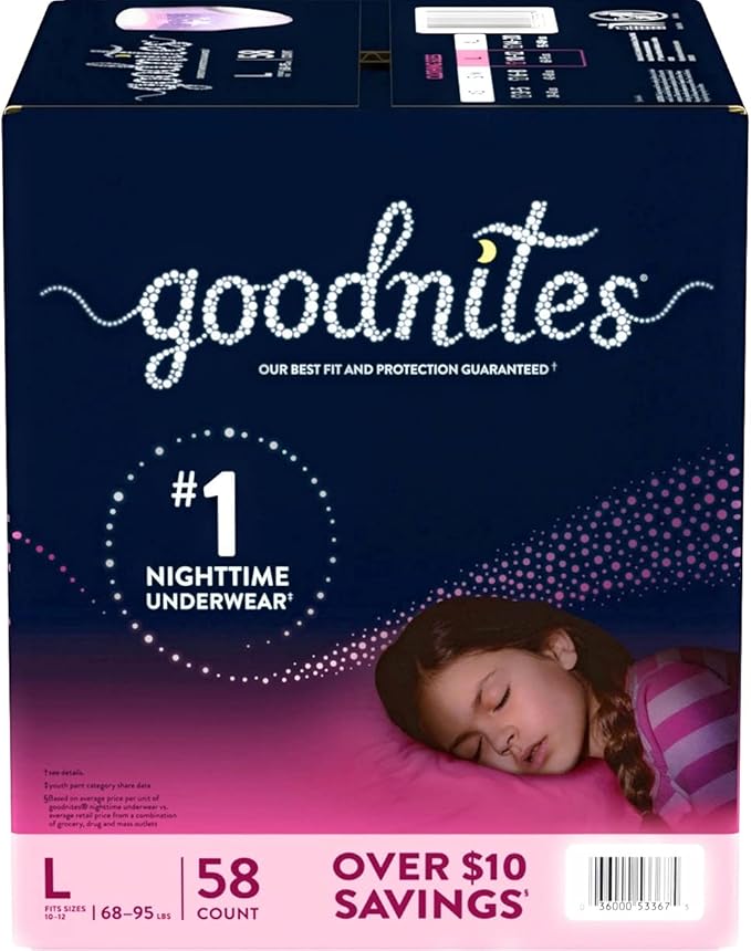 goodnites 女童睡觉内裤(尺码 l/xl,58 克拉)
