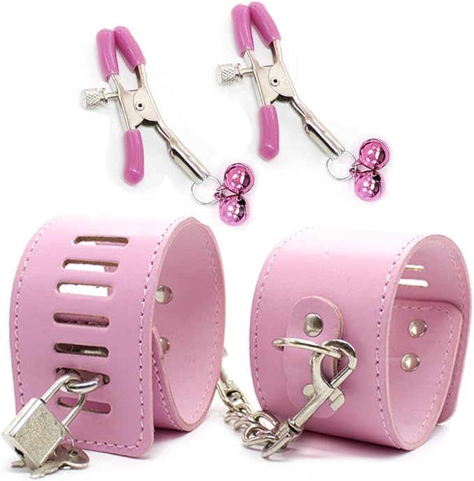 megoa可调节手铐乳革腕套适用于舞台道具玩角色扮演