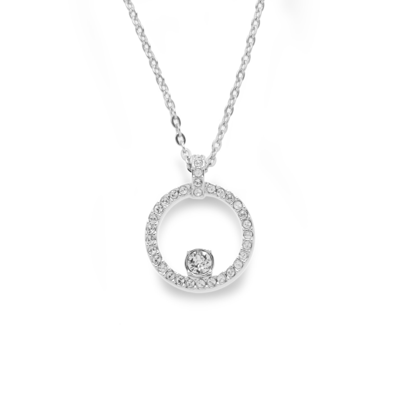 [SWAROVSKI] SWAROVSKI Necklace Clear crystal close set Circle Creativity Circle pendant rhodium coating 5198686