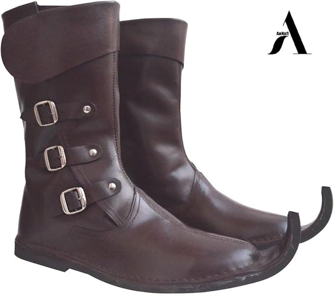 中世纪皮靴 3 扣 | re-enactment 男鞋 | sca larp 角色扮演骑士靴