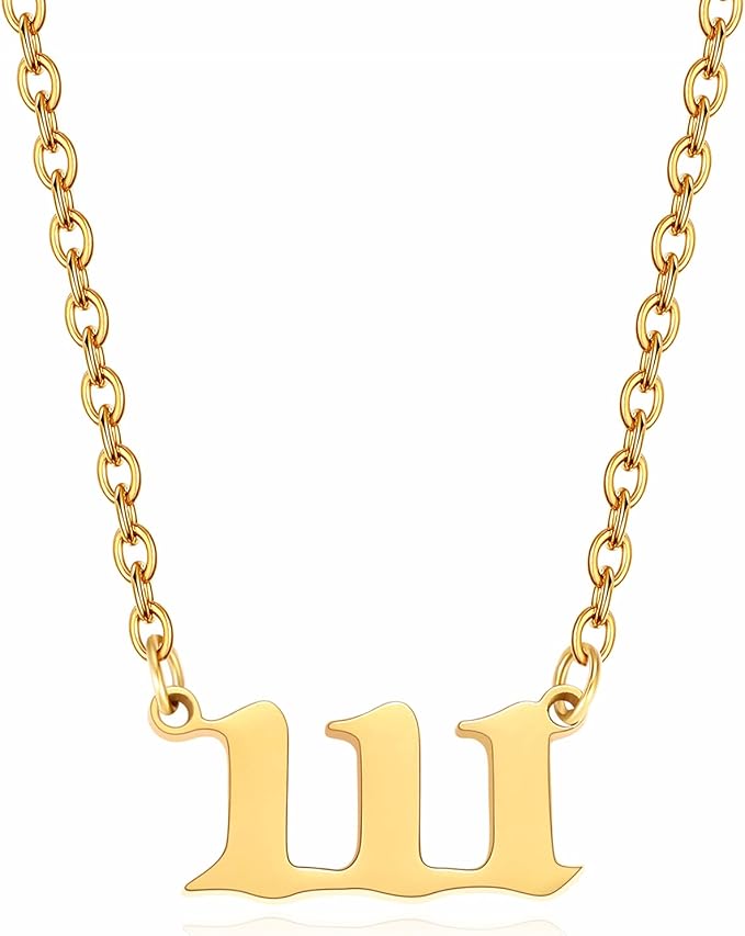 sherlove女士天使数字项链金色银旧英式001112223344555667788999数字