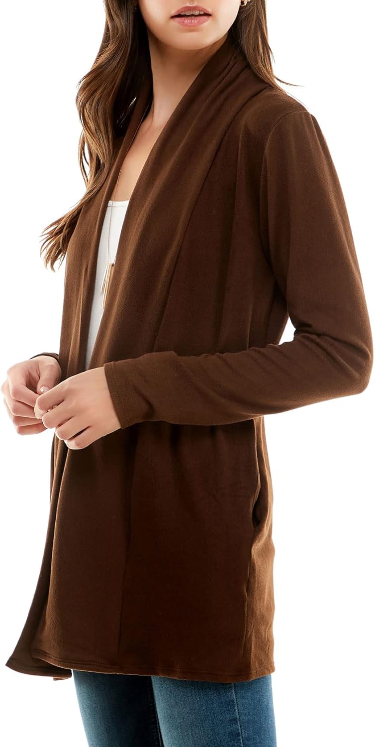 女式休闲轻质前开襟羊毛衫和柔软基本款垂坠长袖毛衣 【mint plus