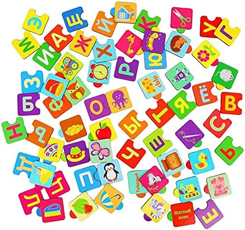 彩色阿尔法贝拼图拼图玩具带图片儿童字母学习板俄语字母教育开发玩具