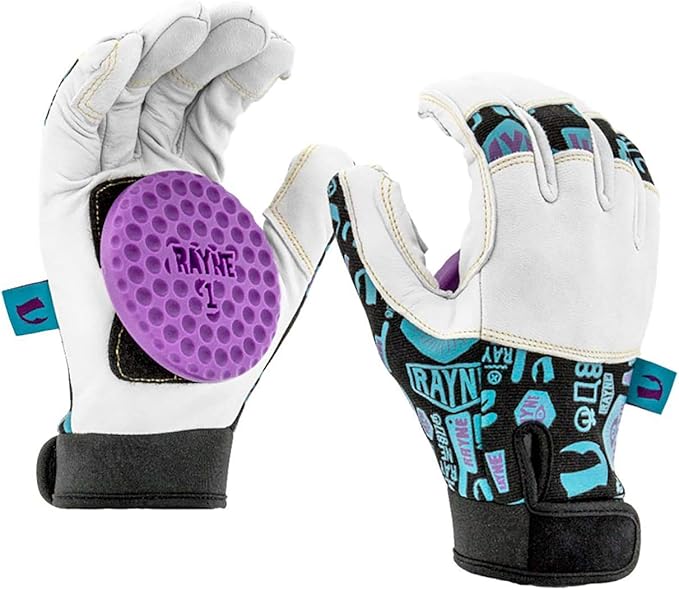 rayne idle hands 皮革滑动手套,长滑冰滑动手套,带穿孔皮革手指和可