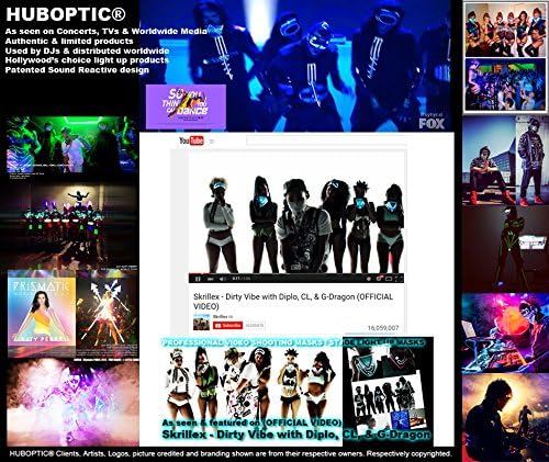 原始huboptic 蓝色 Fx 夜光面具 Dj 面具 发光面具led 霓虹灯罩微笑机器人面具 亚马逊中国 乐器