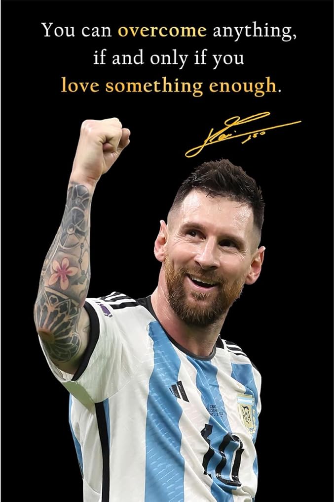 艺术海报 2022 阿根廷世界杯冠军梅西语录海报送给足球迷的*佳礼物 无
