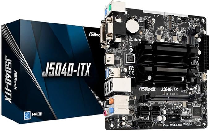 asrock j5040-itx, 集成英特尔四核 j5040, mini itx, ddr4 sodimm