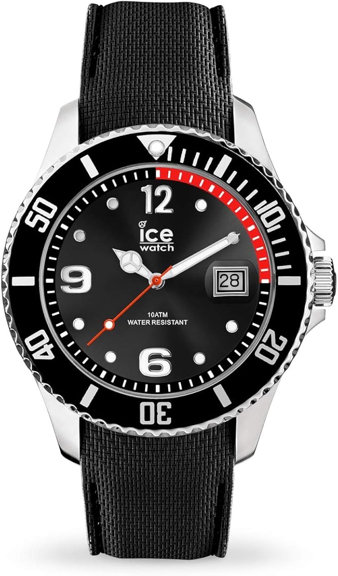 ice-watch - ice 钢黑色 - 男士手表硅胶表带