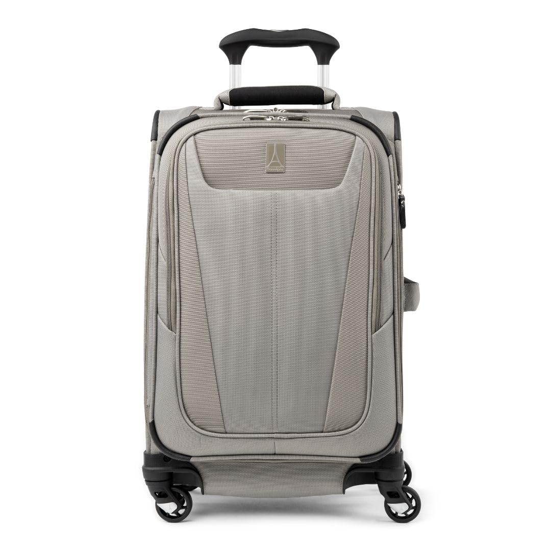 Travelpro Maxlite 5 Softside Extendable Suitcase with 4 universal wheels, Lightweight suitcase, unisex, Champagne color, Carry-on 21-inch, can Carry 21 inches