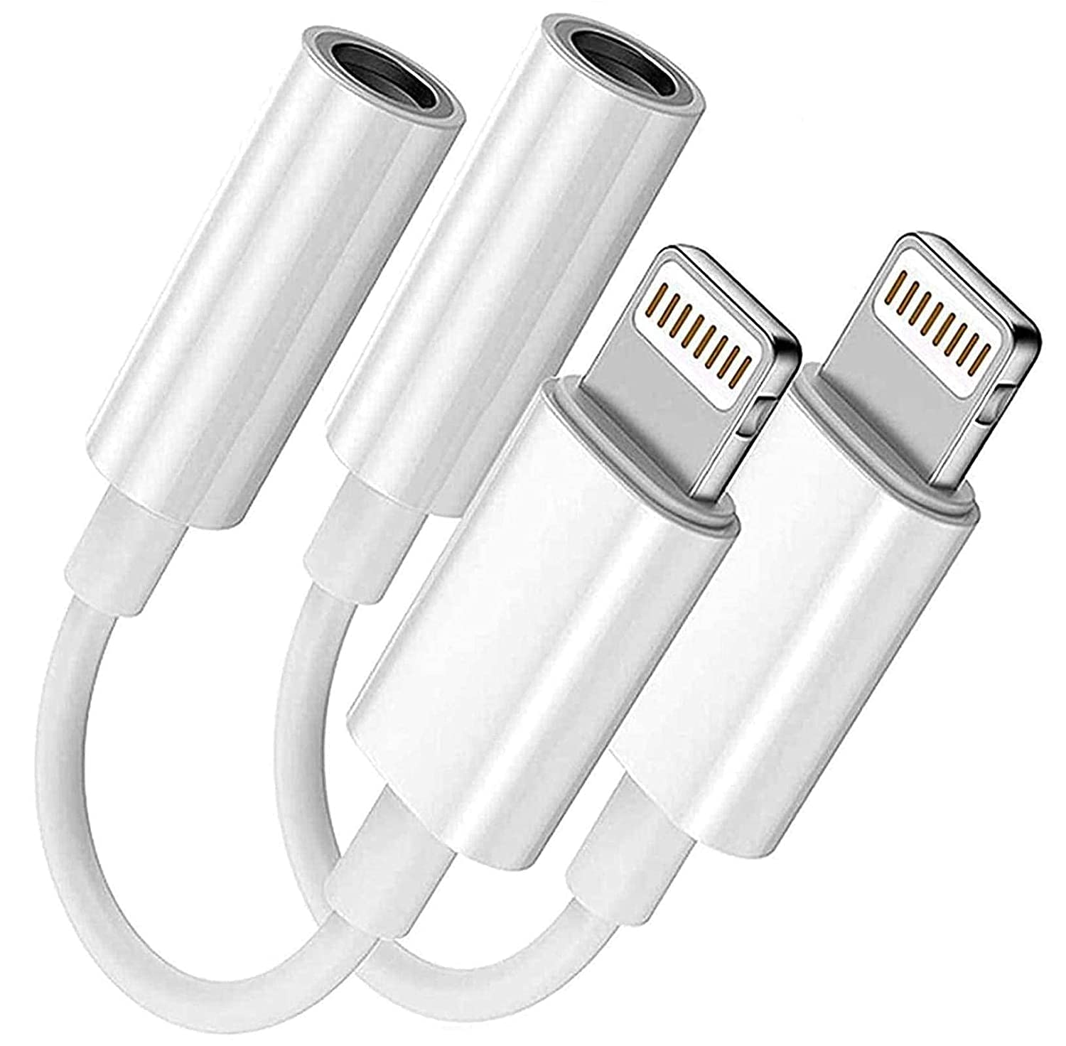 2-piece [Apple MFi certified] Lightning Turn 3.5mm headphone jack Adapter for iPhone 3.5mm headphone/Headphone jack Auxiliary Audio adapter Dongle for iPhone 13 12 11 SE 2020 XS XR X 8 7 iPad, support