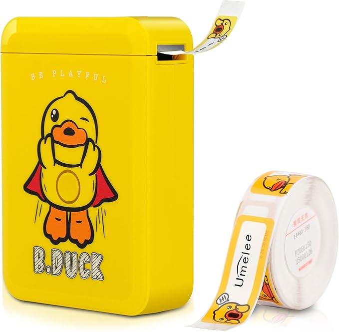 Umelee 标签打印机 D110 便携式标签机 自粘 黄色 B.Duck Mini 标签机 适用于