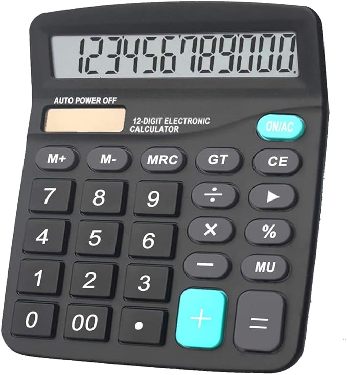 yui galleria 黑色标准功能桌面计算器 12位大液晶显示器计算器 双