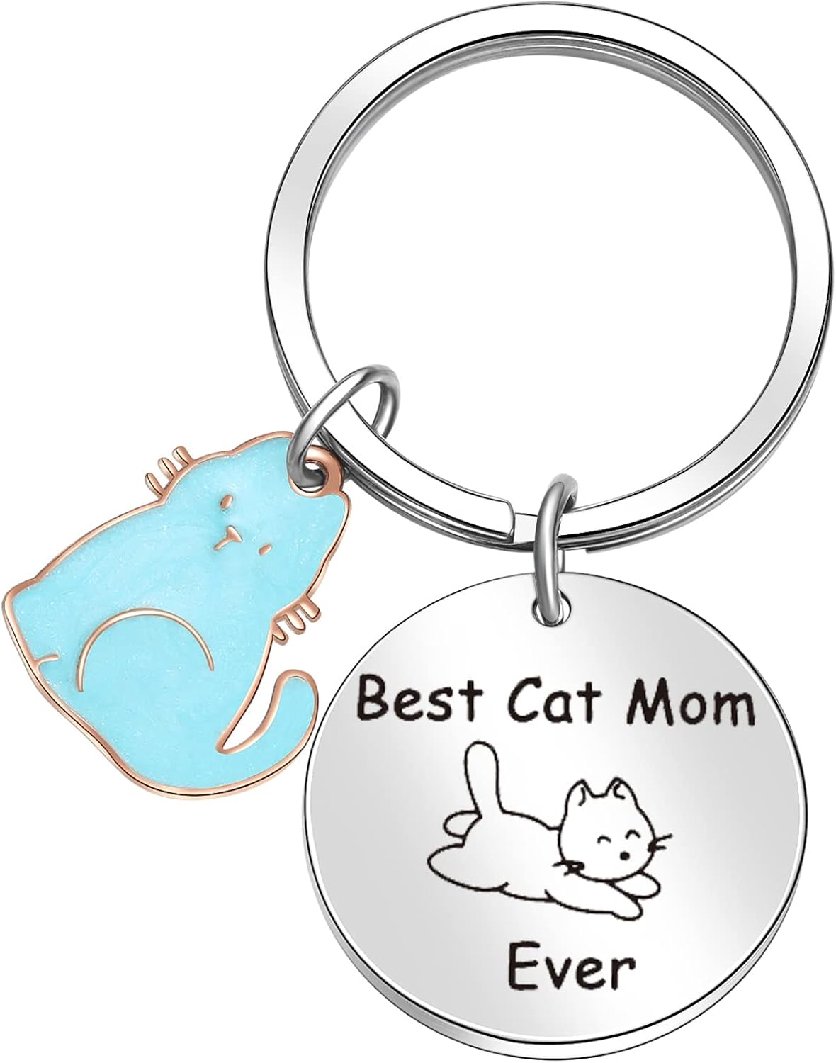 orzoesd 猫妈妈钥匙圈猫模因礼物姐妹钥匙扣女儿礼物, cat mom 钥匙扣