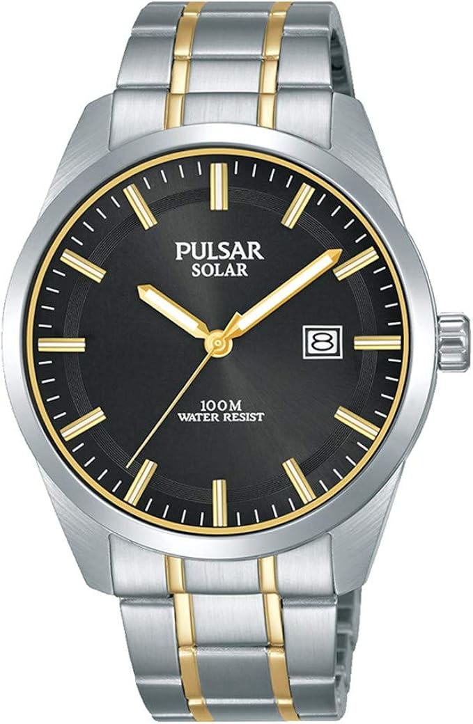 pulsar 男士腕表,太阳能驱动,双色,不锈钢