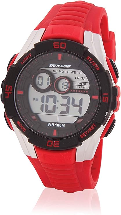 dunlop 中性成人数字石英手表橡胶表带 dun233g07, 手链