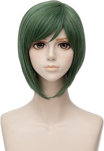 短音乐游戏服装角色扮演假发绿色直发派对假发 发帽适用于a3 Rurikawa Yuki 亚马逊中国 美容化妆