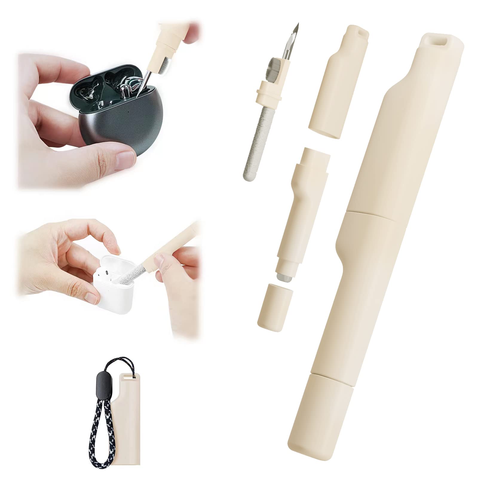 Bluetooth earbud cleaning pen for Airpods Pro iPod cleaning kit, cleaning pen, 3-in-1 headphone case cleaning pen, for Apple Samsung, Huawei, camera, computer