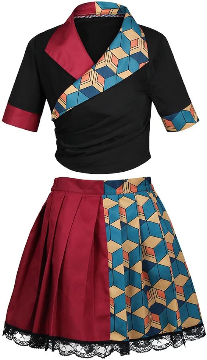 日本动漫 kamado nezuko 裙子 agatsuma zenitsu 上衣裙 学生制服