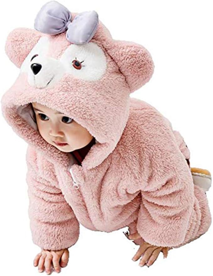 fairy baby 新生儿温暖熊连身衣厚羊毛连衫裤冬季外套