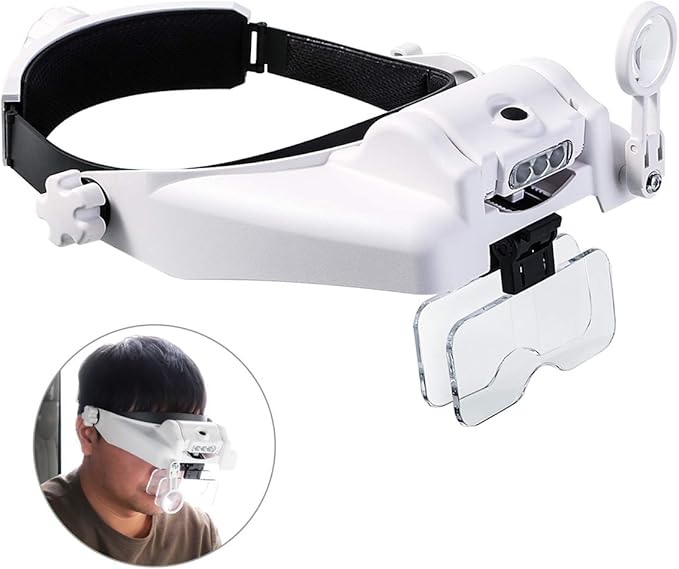 rehomy 头安装放大镜带 led 灯,免提头带放大玻璃发光头**放大镜,带 5