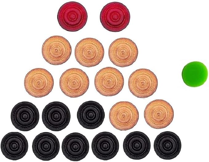 satvik emporium 24 件木制卡洛姆游戏硬币,带 1 个前锋卡洛姆板(11