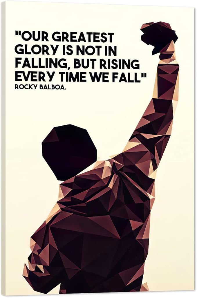 rocky balboa 励志电影引语帆布墙艺术| rocky 电影海报的励志名言