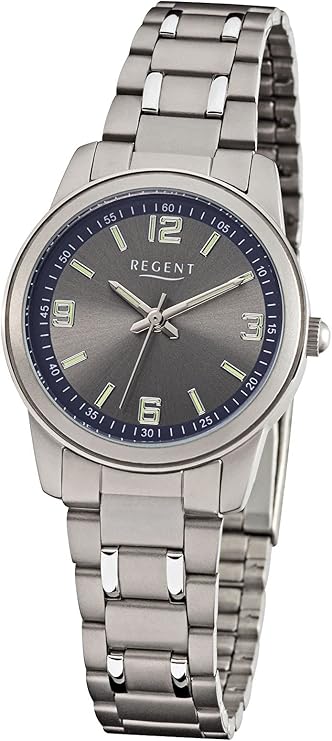 regent 女士手表带钛表带钛表壳和折叠式表扣小轻便阿拉伯数字石英