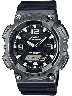 casio 男式 tough solar 石英树脂休闲手表,颜色:黑色(型号:aq-s810w