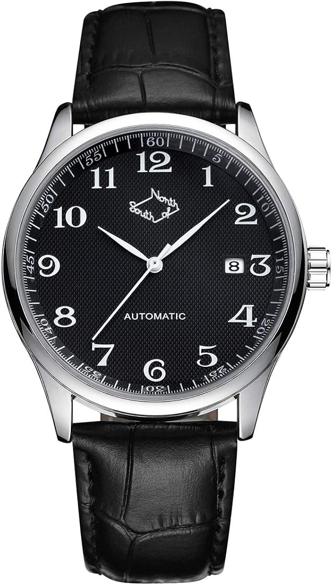 south of nonth 男士机械腕表,极简主义男士日历手表,带日期,自动上弦