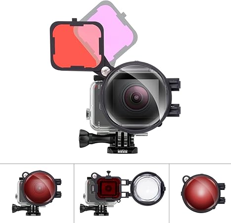 Fantaseal Fantaseal Pro 3in1 潜水镜过滤器套装适用于gopro 水下潜水镜头过滤器红色 Magentafilter 16x 近距离微距镜头w 防松 锁适用于