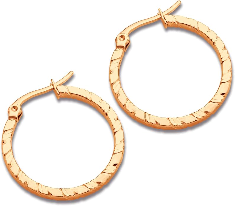 555jewelry 不锈钢绳状图案中号环状耳环 适合女士和女孩