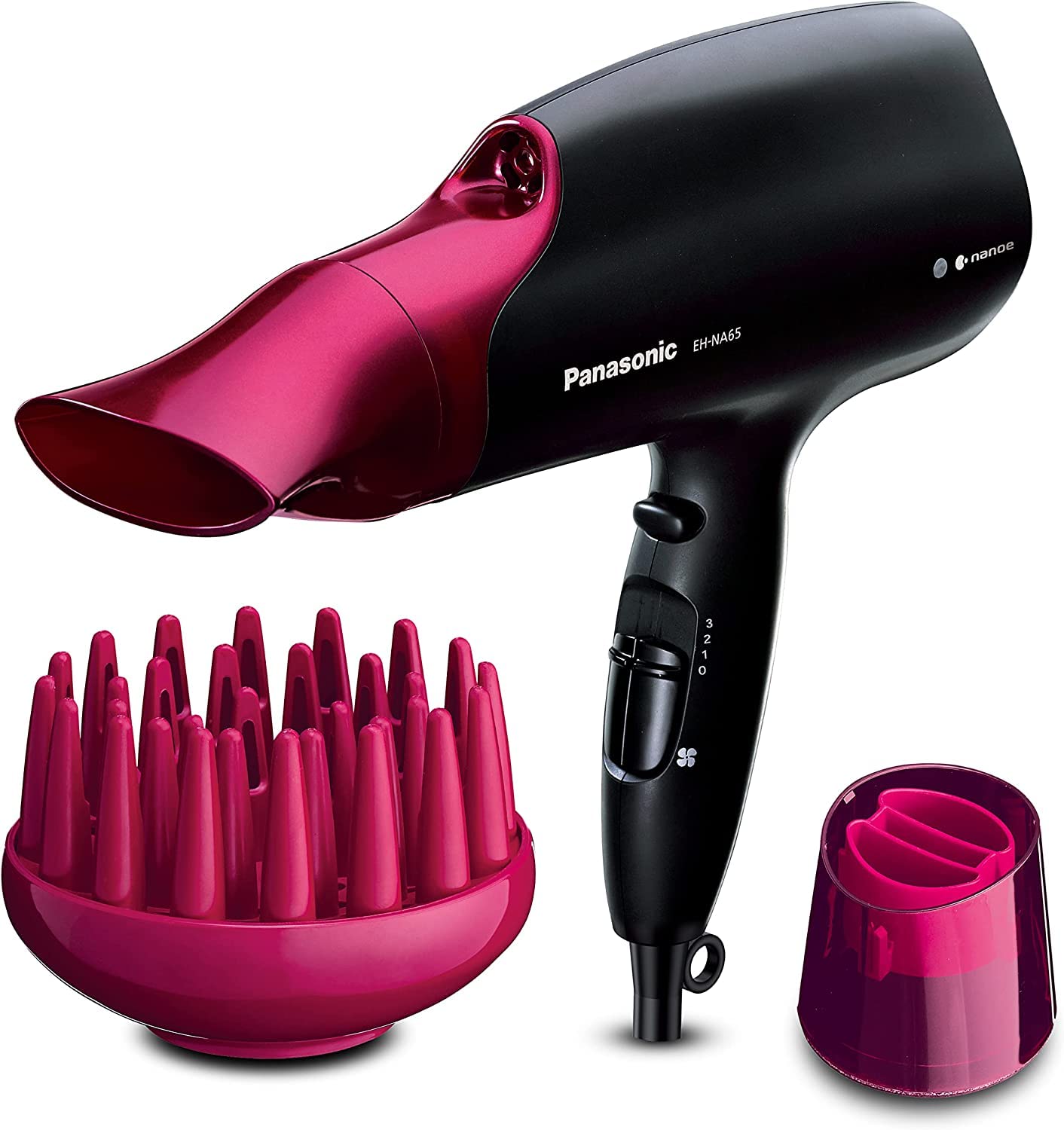 Panasonic EH-NA65 pink hair dryer with nanoe™(Nano water ion) technology significantly improves hair shine