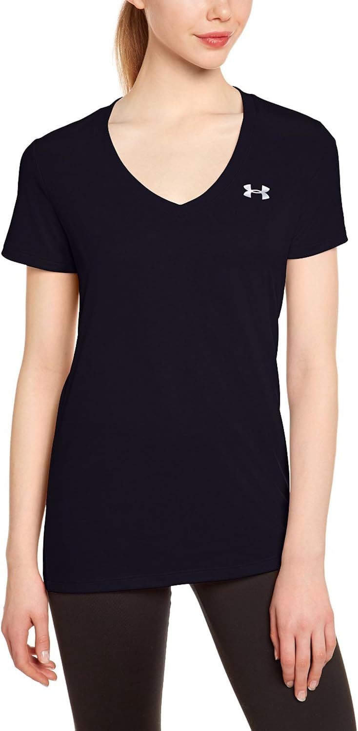 under armour 安德玛 女式 ua tech v领 短袖t恤 1255839-002-m 黑色