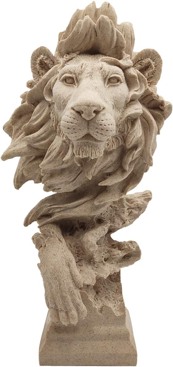 looyar 树脂狮头雕像雕塑装饰品 收藏品 手工艺品 家居装饰 农舍 客厅