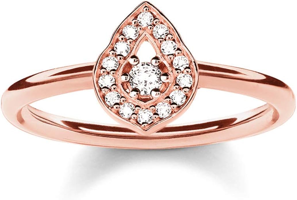 thomas sabo 女士戒指 银 镀金 锆石 白色