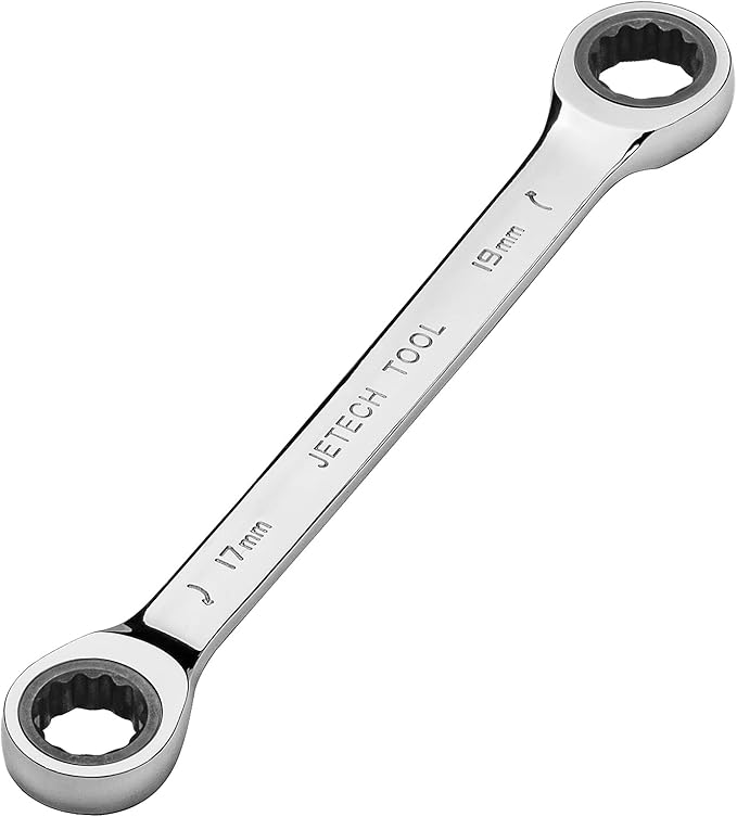 jetech 双箱端棘轮扳手(17mm x 19mm) - 重型 cr-v 箱棘轮齿轮扳手