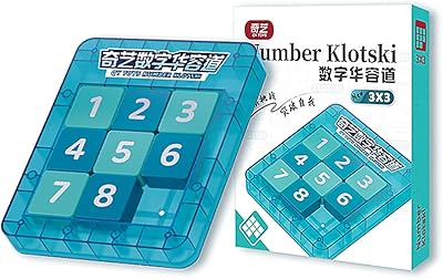 klotski 拼图磁性滑动拼图 abs 脑筋急转弯玩具(透明蓝色)(3x3