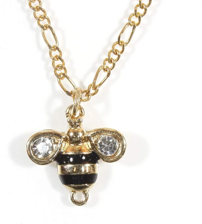 "little bumblebee",金色调大黄蜂项链,翅膀处有水晶