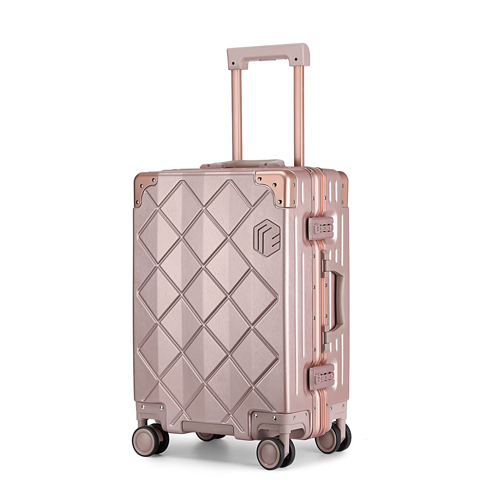 Somago Carry-on Suitcase with universal wheels 20-inch lightweight suitcase with built-in TSA aluminum frame PC hardshell pull-rod suitcase Travel case, rose gold, hardshell suitcase with rotating whe