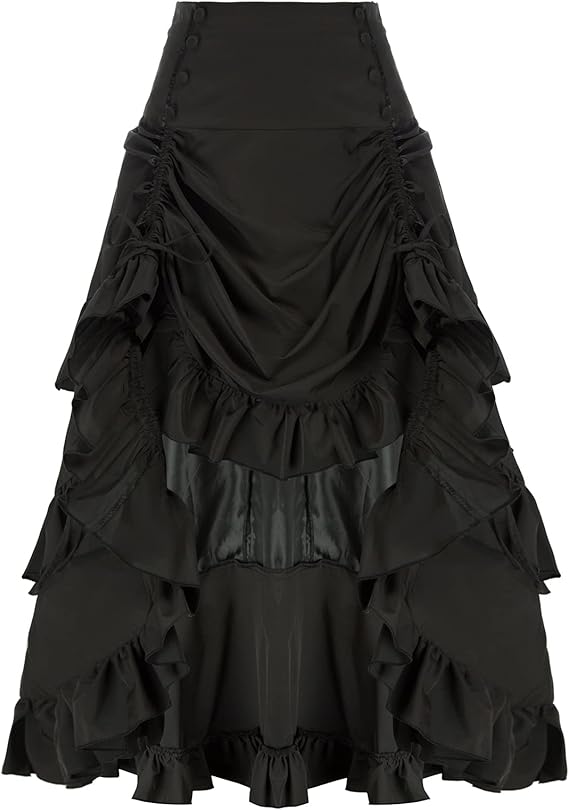 belle poque 复古条纹维多利亚时代高低裙 蒸汽朋克风格 falda