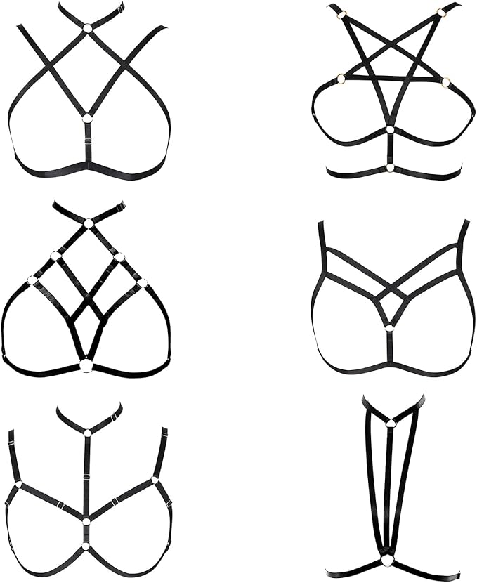 petmhs 女士性感笼形胸罩肩带露脐上衣内衣朋克哥特情趣服装