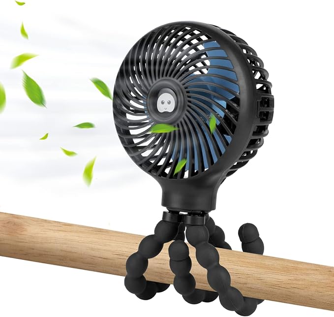 迷你婴儿车风扇,手持便携式风扇,带灵活三脚架,适用于婴儿车学生床上
