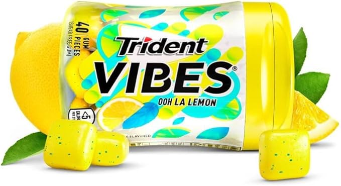 trident vibes 柠檬味无糖口香糖 - 4瓶装 (共160块)