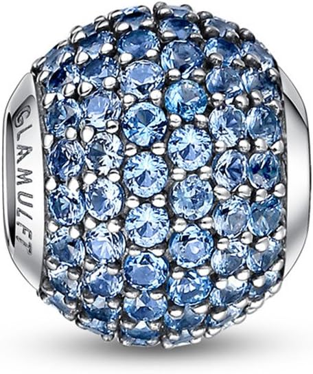 glamulet 925标准纯银幸运诞生石 paved *魅力珠适合潘多拉手链理想