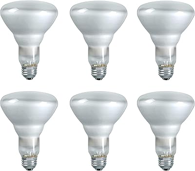 黄玉 65 瓦替换卤素灯(6 个装)br40 r40 可调光室内反射灯泛光灯节能