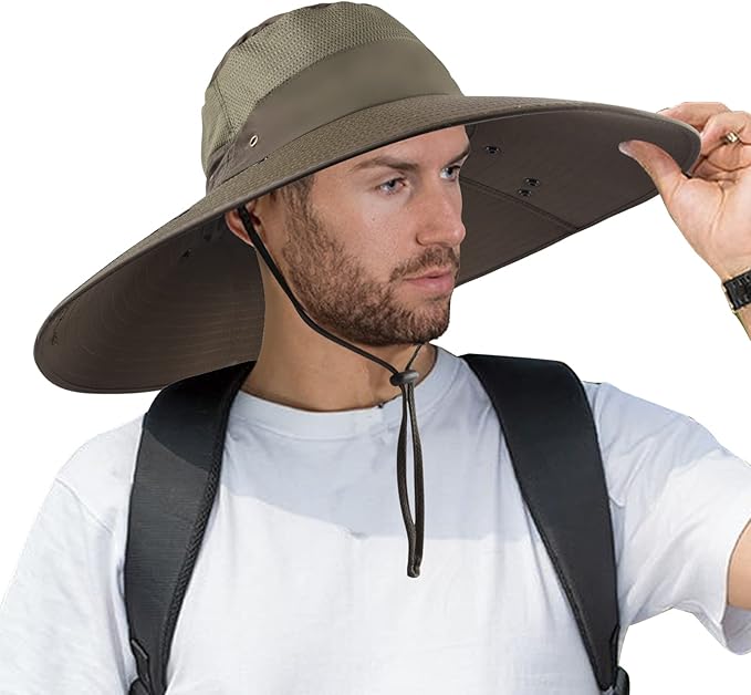 超宽帽檐钓鱼帽 upf 50  太阳游猎帽,带可拆卸颈部面罩
