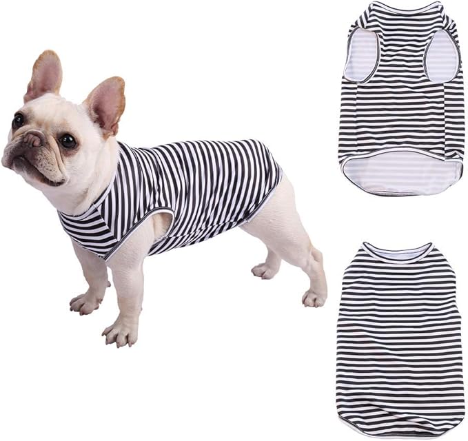 小号和中号宠物休闲衣服五种颜色四种尺寸(黑白条纹,大号)