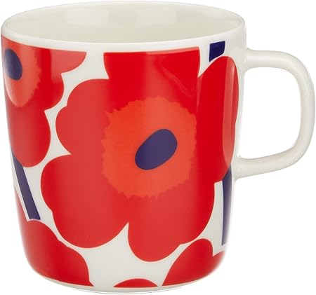 Marimekko Unikko 系列马克杯白色与红色400 毫升 001 Marimekko マリメッコ 价格报价图片